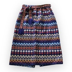 Vintage Peerless of Boston Striped Patterned Wool Midi Skirt